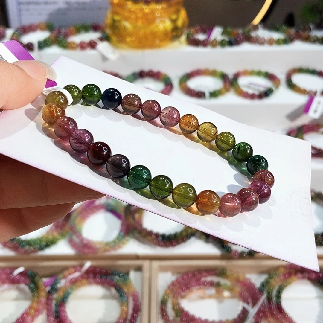 碧玺未镶嵌手链G2418素圈颜色微差