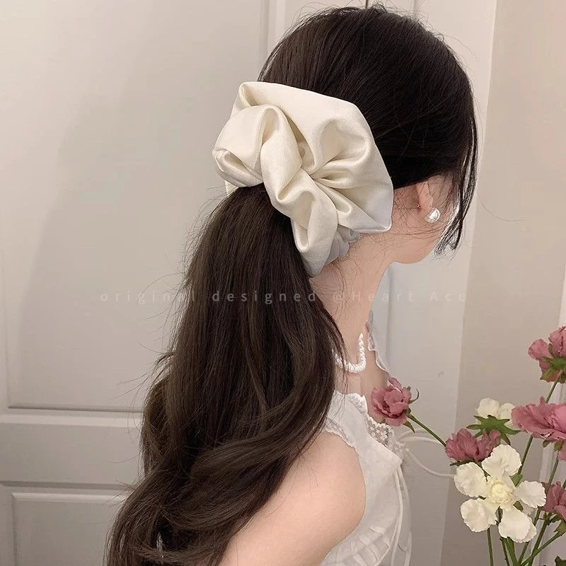 奶油系绸缎~早春新款大肠发圈女款丸子头高级感头绳2025爆款发饰