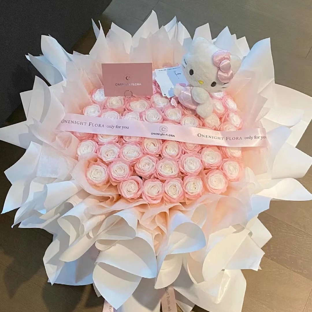hellokitty玫瑰玩偶花束送女友闺蜜新婚手捧花香皂永生花生日礼物