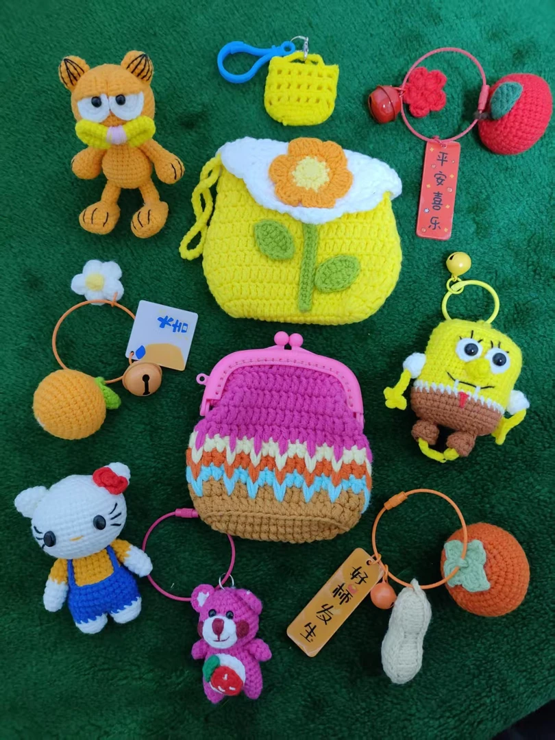 直播间选款链接   纯手工毛线钩织  玩偶  花束  包包  发箍 发夹