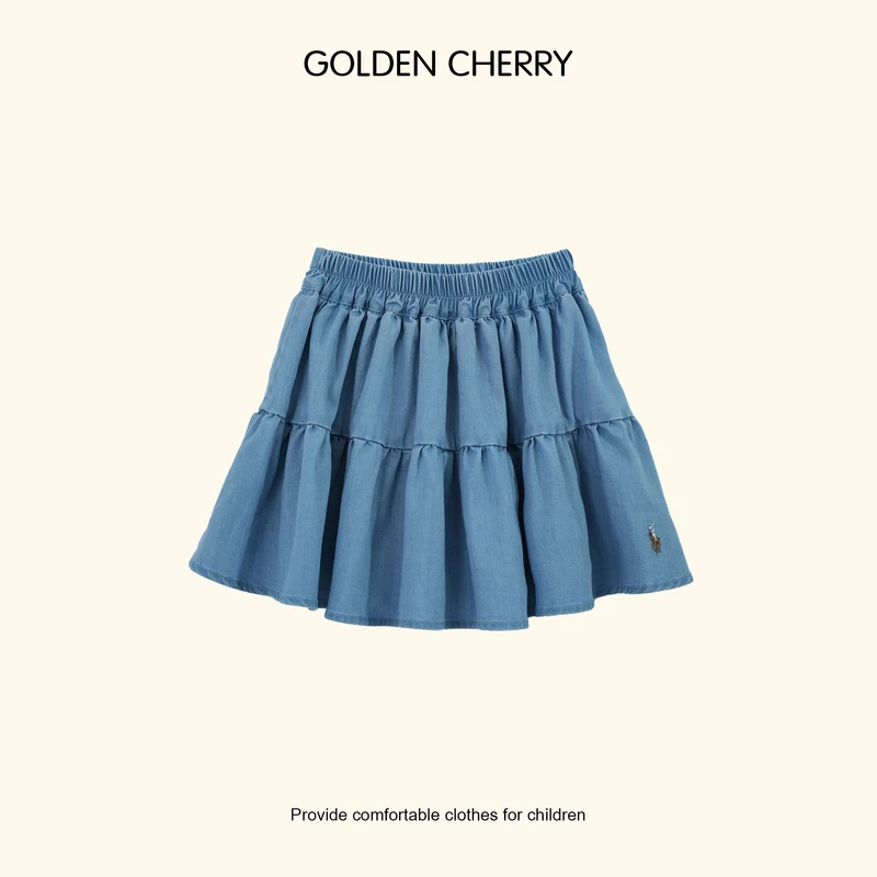 【金樱桃 Golden cherry】儿童骑手刺绣百褶太阳半身裙285116