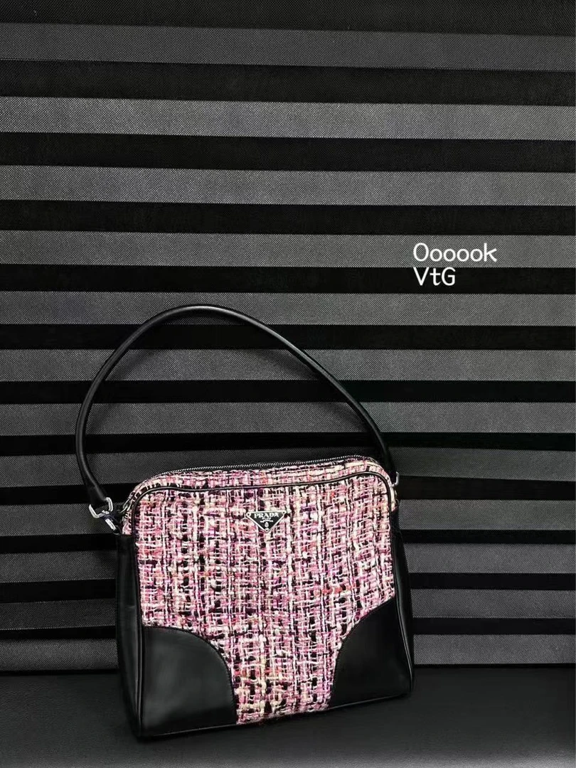 95新 Prada/普拉达 CS4961/Prada 粗花小香风手拎包