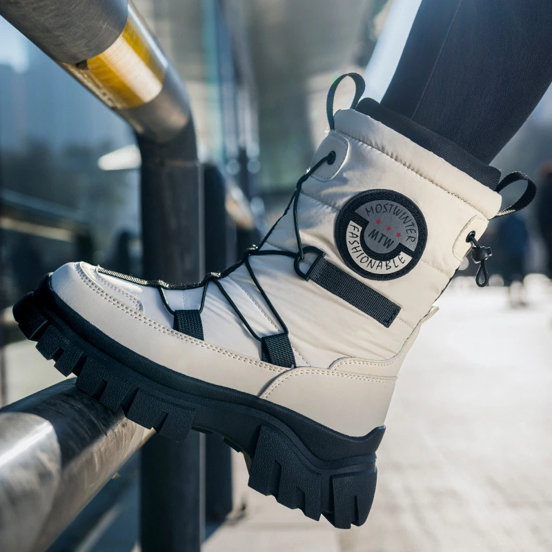 雪地冬季棉鞋女高帮超厚时尚棉鞋超厚保暖厚底雪地靴增高防滑棉鞋