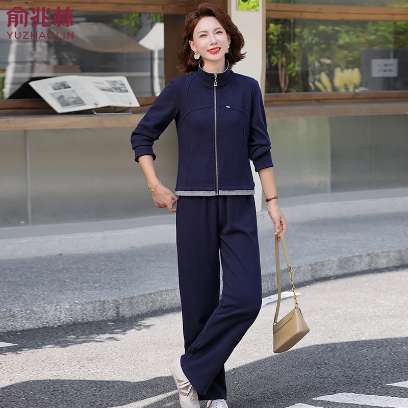俞兆林妈妈秋装洋气运动套装女2025新款中老年外套休闲减龄两件套