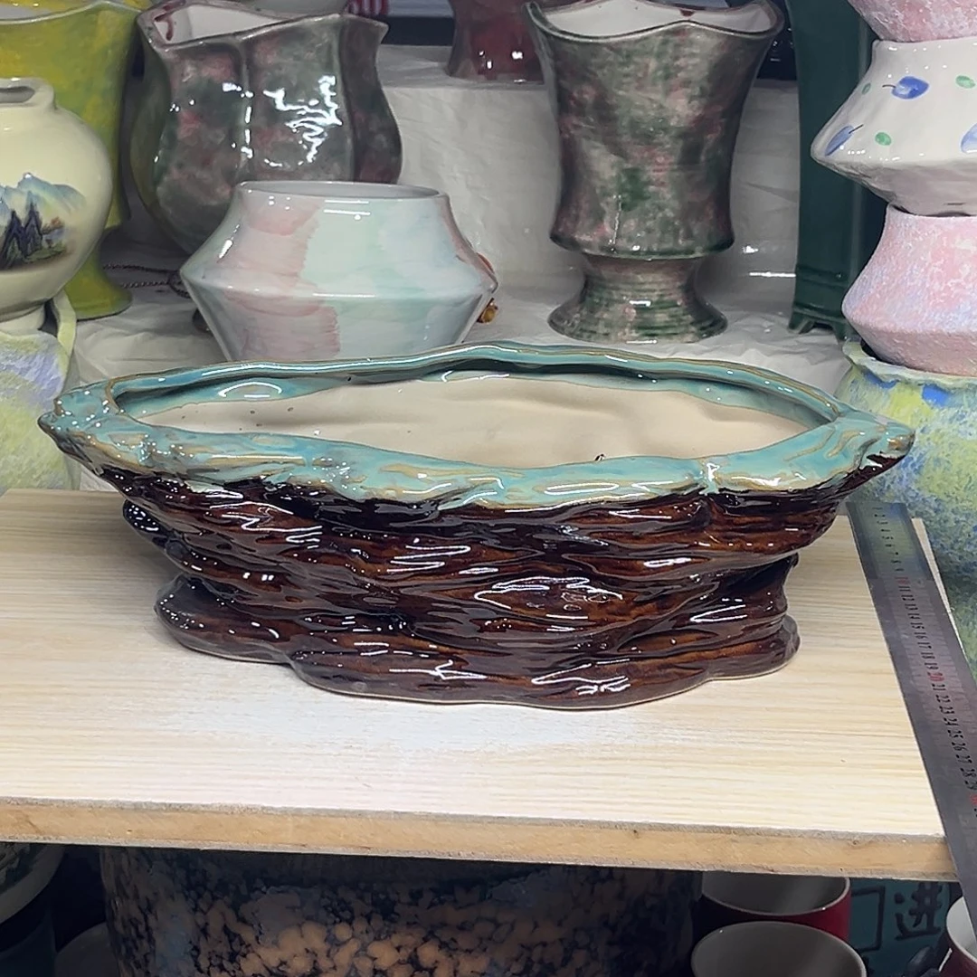 陶瓷绿植多肉微瑕花盆外口径：30*17*10