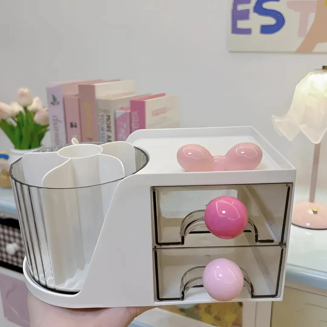 ins高颜值卡通个性笔筒学生桌面办公室大容量可爱简约复古收纳桶