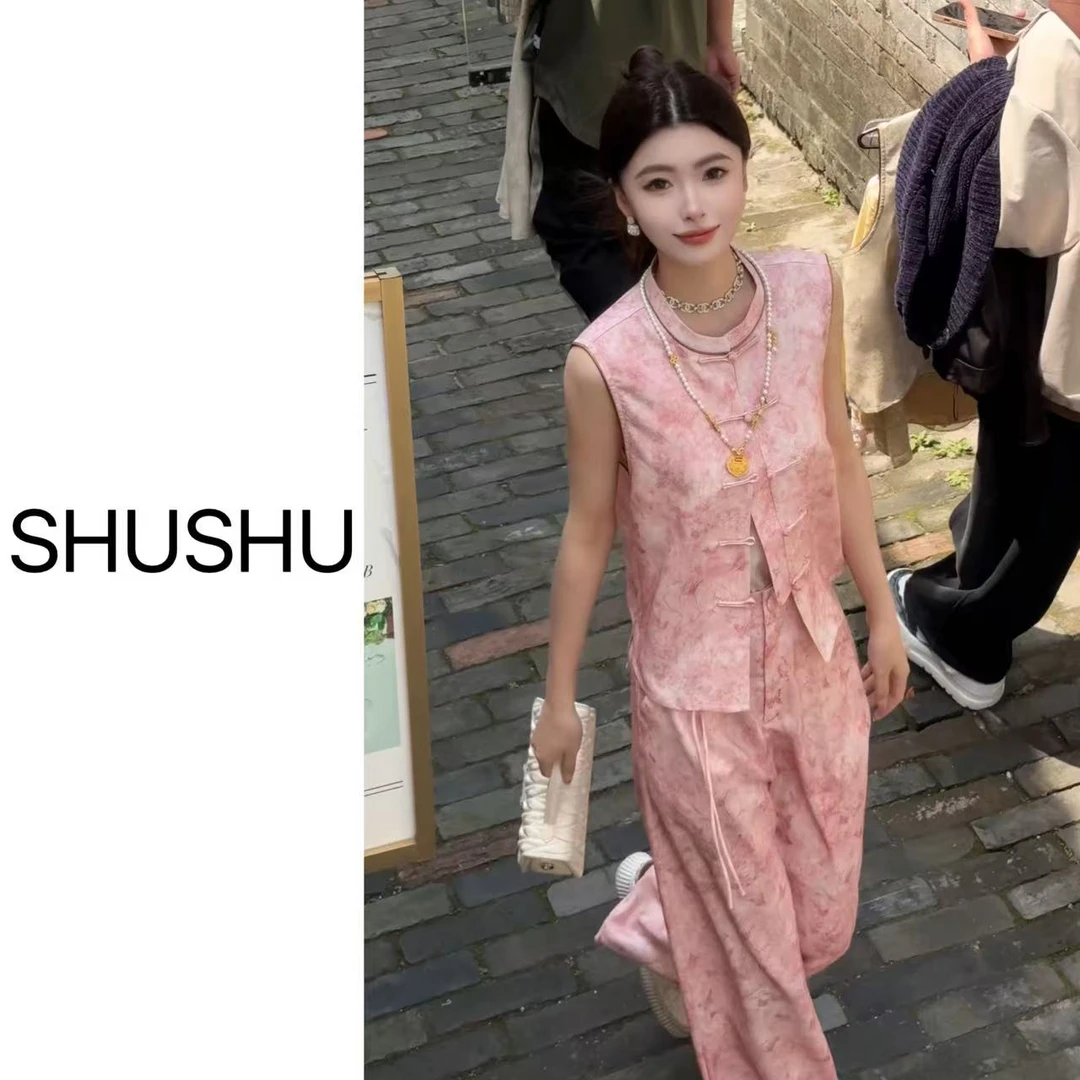 【锦瑟悠悠】新中式气质时尚夏季复古宽松无袖套装