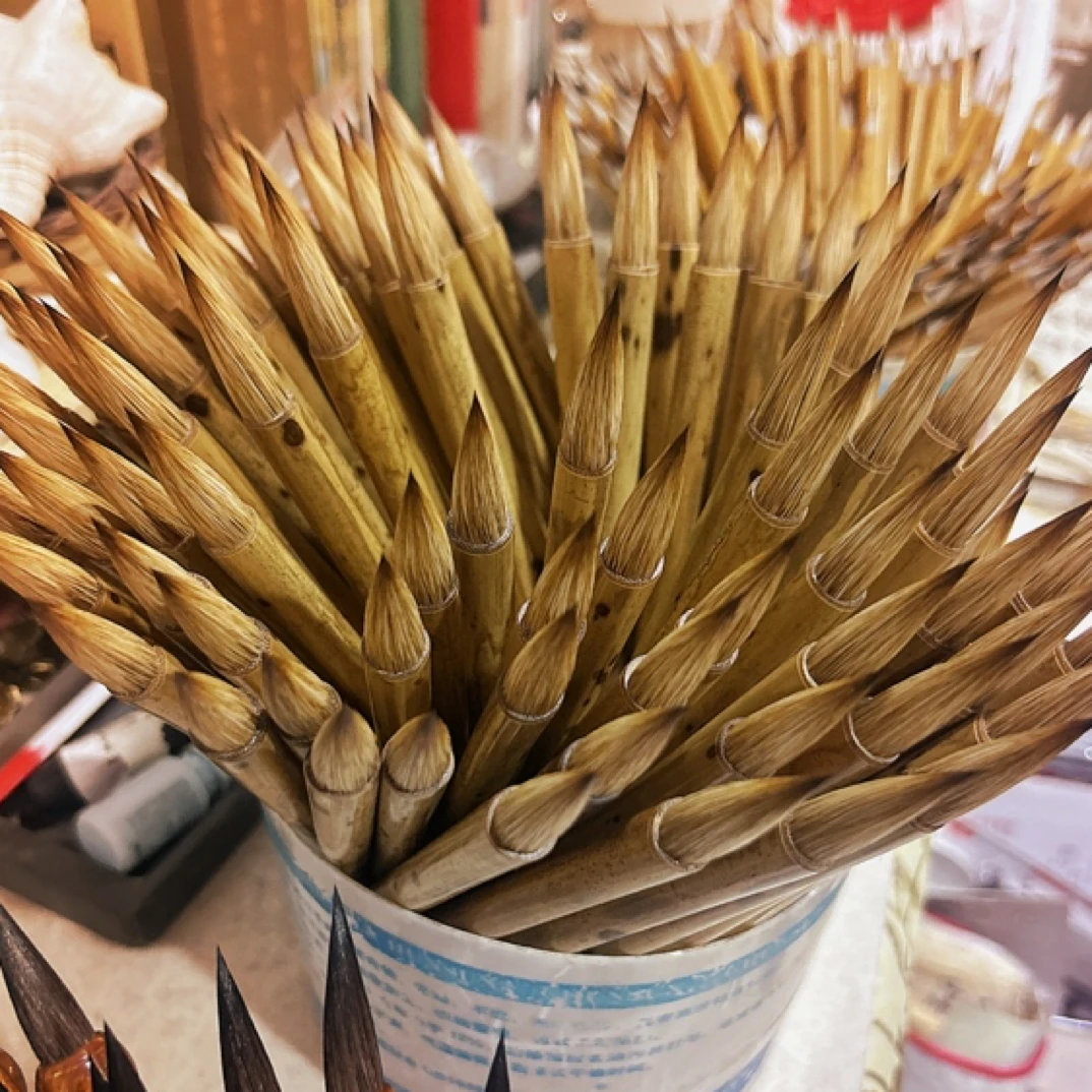 高档狐狼毫中楷毛笔湘妃杆专业行书行楷行草楷书隶书书法创作国画