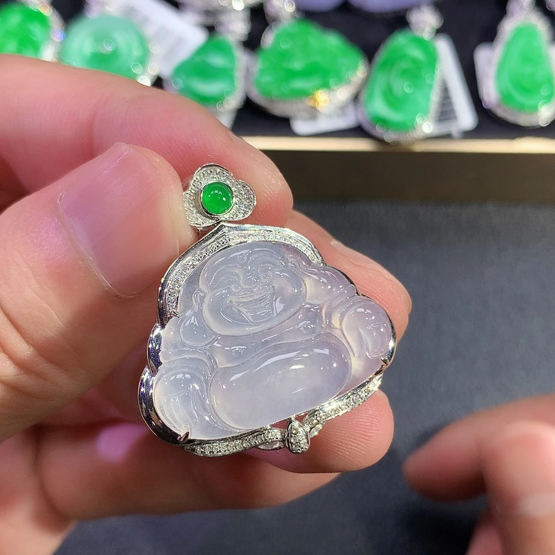 翡翠18K金镶嵌吊坠(赠链)