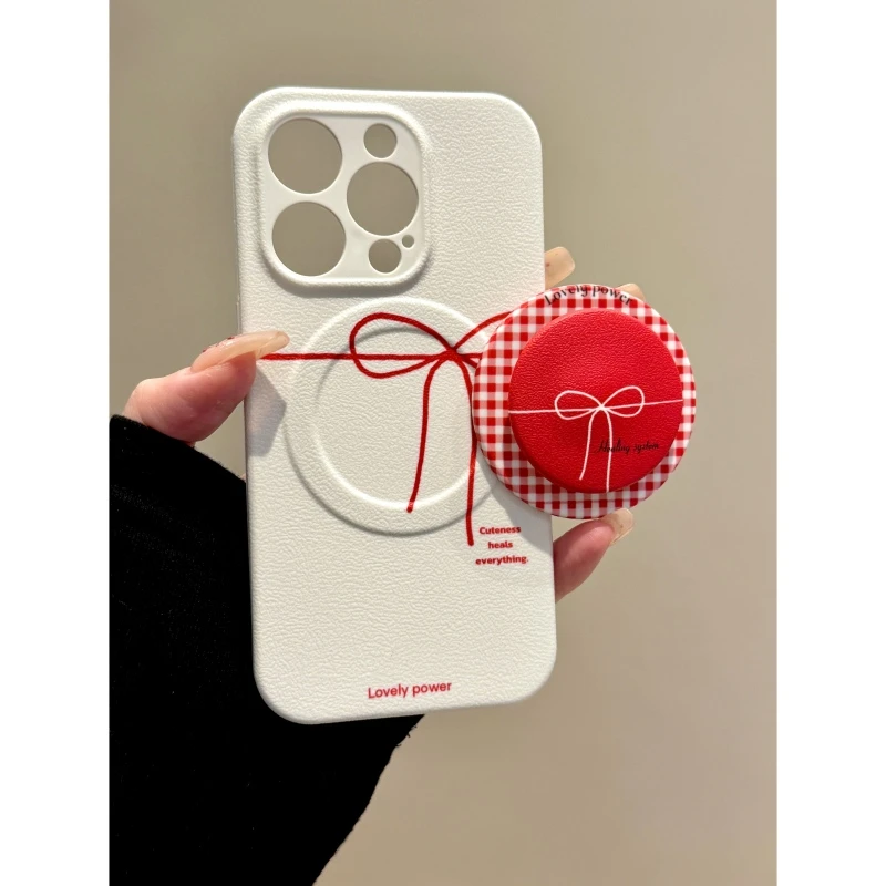 适用苹果iphone16promax蝴蝶结15pro磁吸14pro支架13ins风手机壳