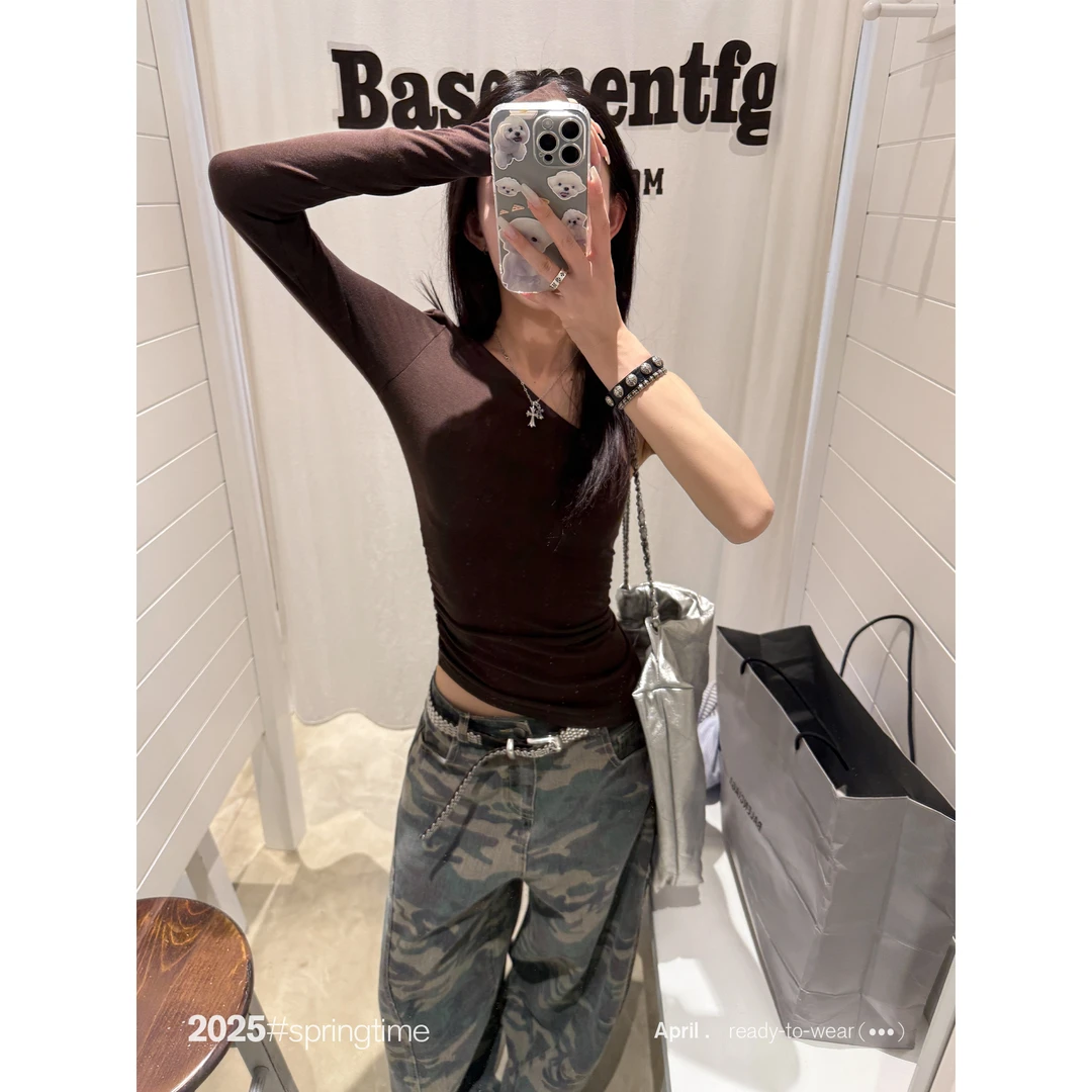SUNONEONE 羊毛莱赛尔多穿法上衣女夏镂空薄款露肩长袖T恤H1004C