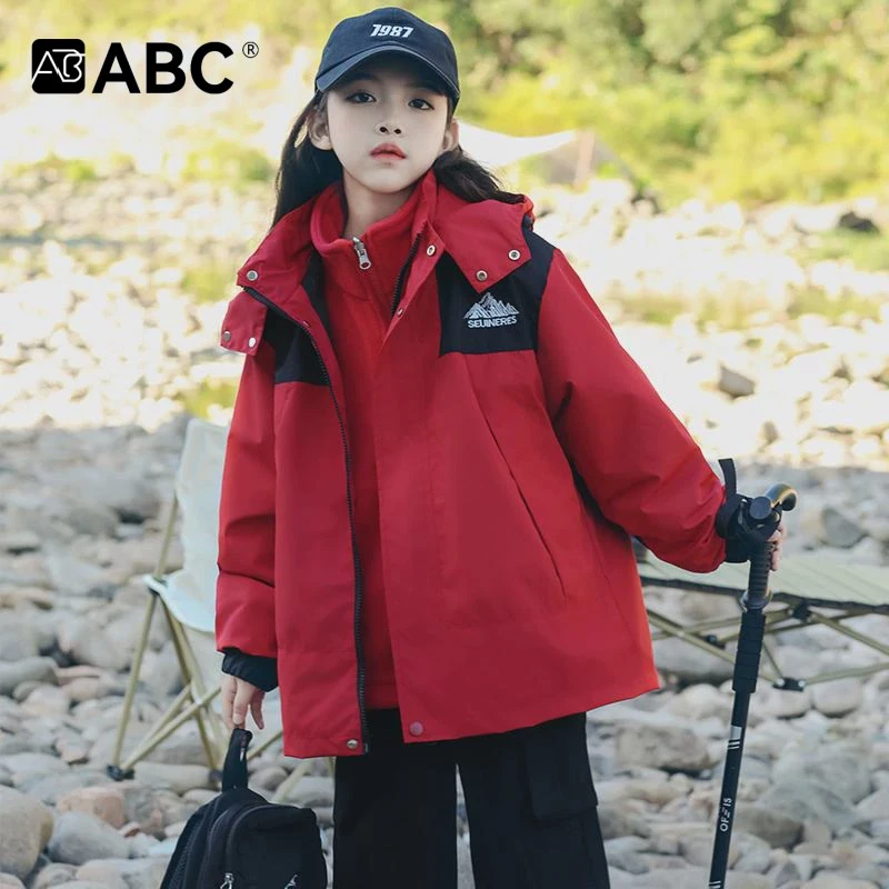 ABC女童春秋款三合一外套大女孩洋气秋季冲锋风衣上衣服潮儿童装