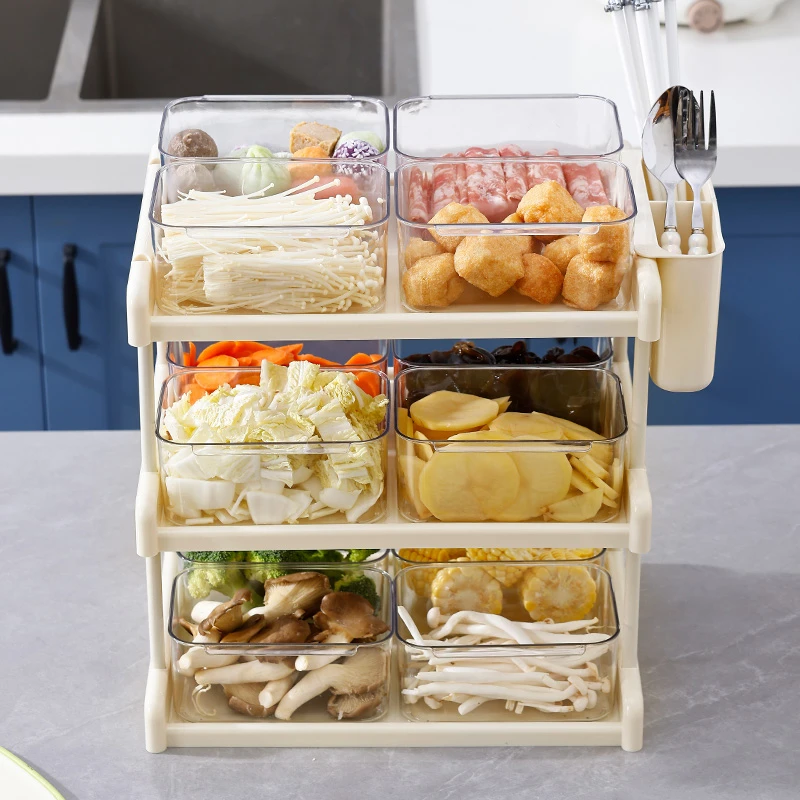 厨房配菜盘多层收纳叠加备菜盘家用火锅多功能专用菜盘子托盘神器