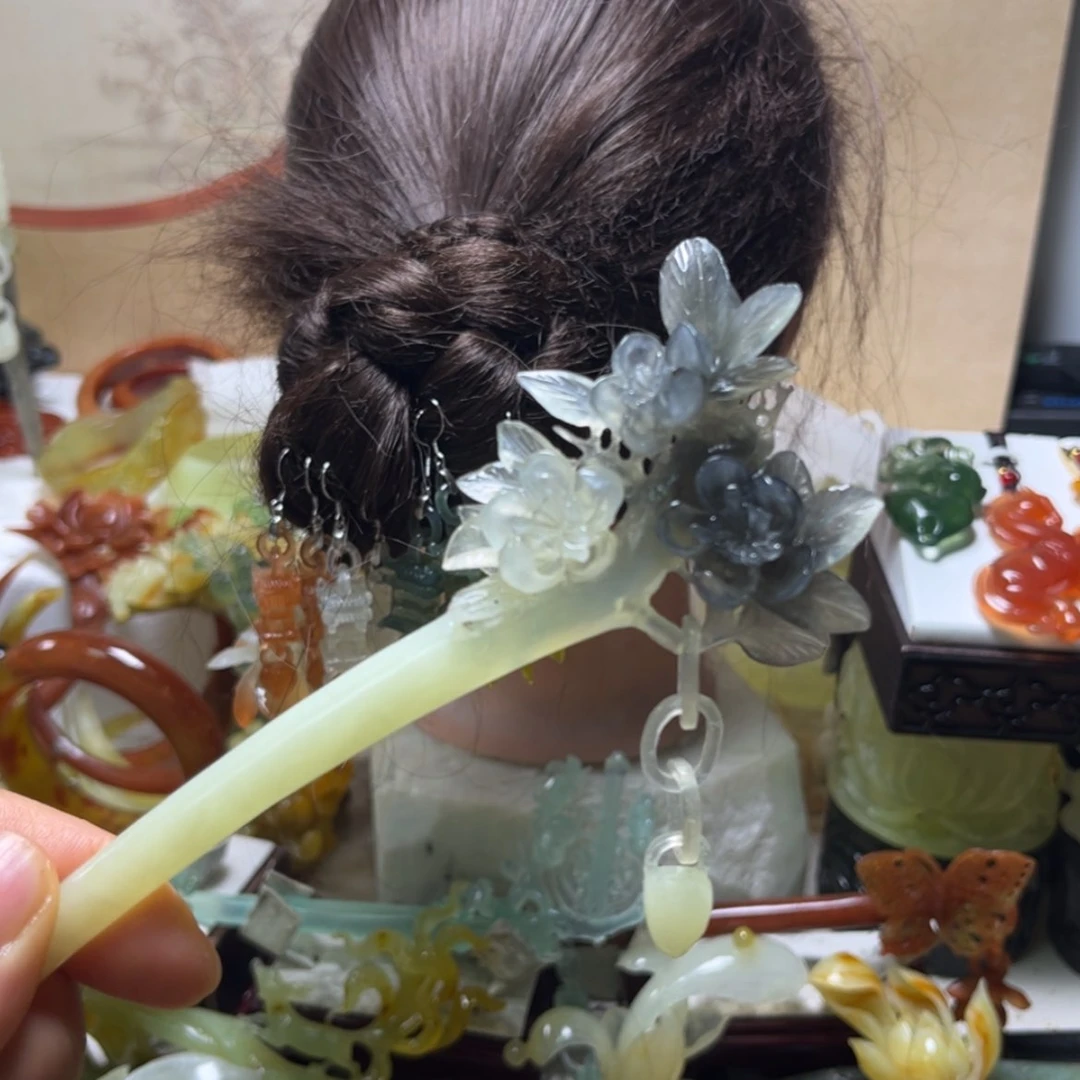 【闪购商品】蛇纹石玉合金发饰