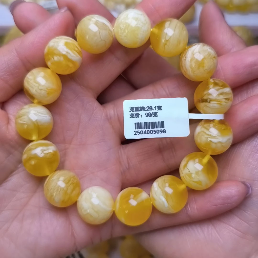 未镶嵌蜜蜡手串15+圆珠手串