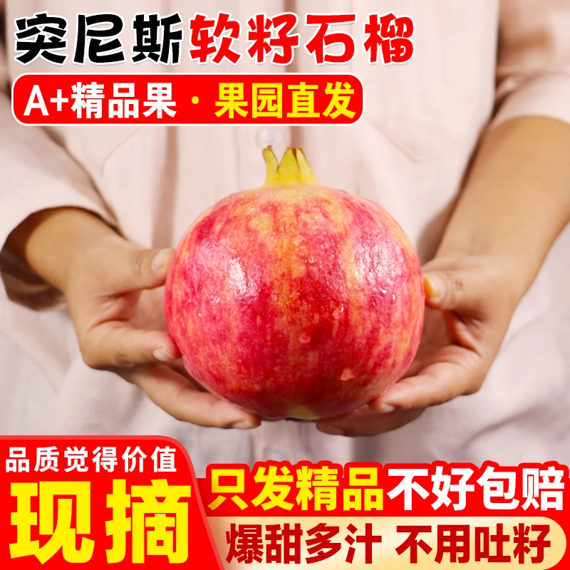突尼斯软籽石榴新鲜薄皮非无籽甜应季大水果云南大理软籽石榴鲜果