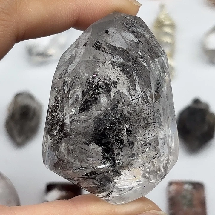 水晶未镶嵌颈饰散墨彩虹闪灵钻手握/摆件58mm+