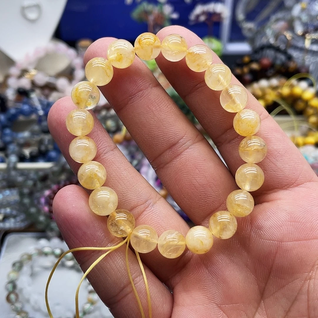 水晶手串未镶嵌黄胶花