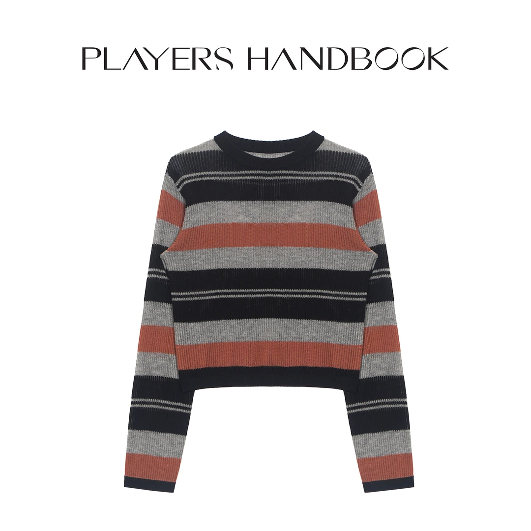 PH《织物之美》早秋定染条纹洋气撞色休闲毛织套头罩衫PH1960