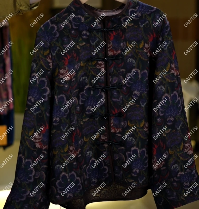 浅棠<<非遗美学>>1895新中式国风复古提花盘扣长袖上衣