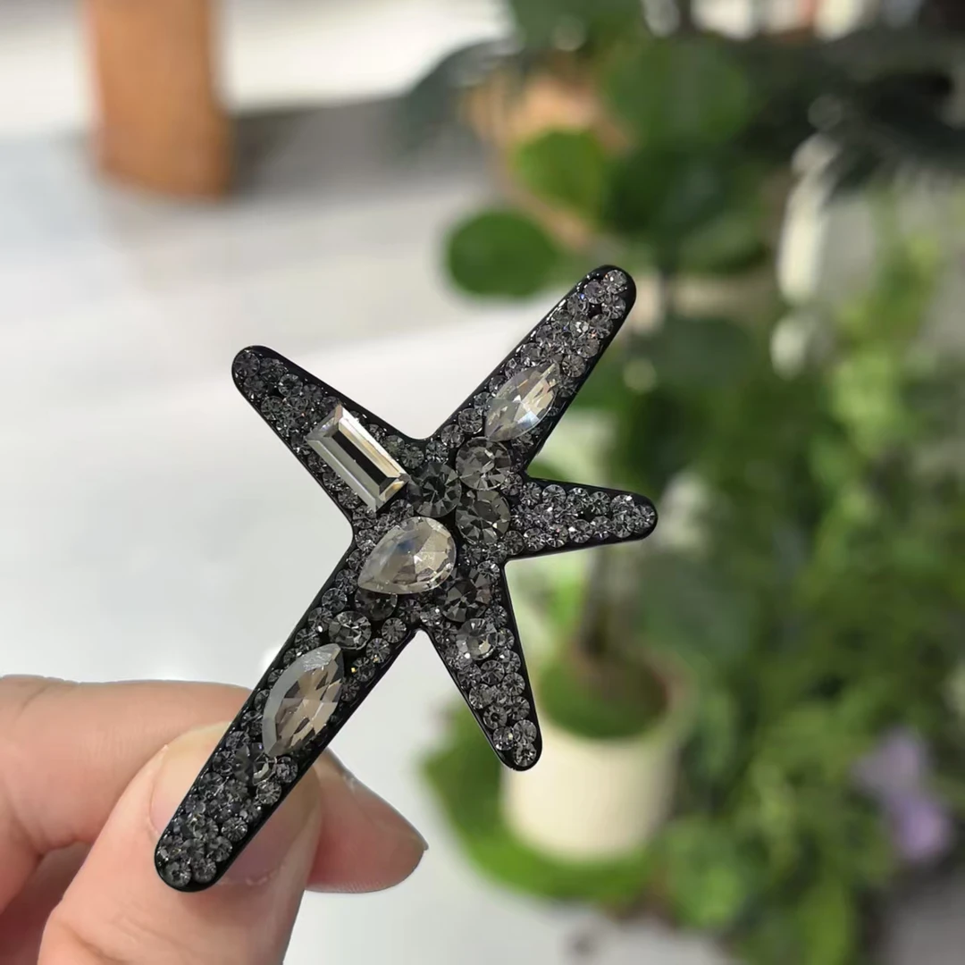 韩系精致满钻海星五角星八公分压夹4898