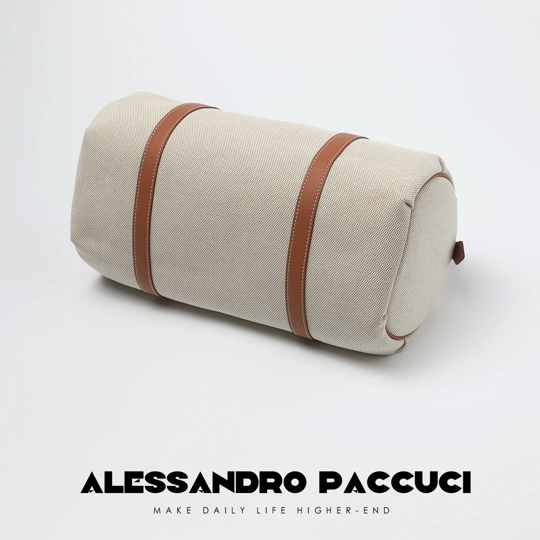 AP洛哥25227X帆布牛皮轻巧便携透气经典质感旅行枕头包