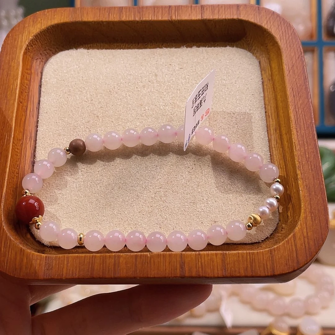 未镶嵌手串和田玉纯天然藕色手串