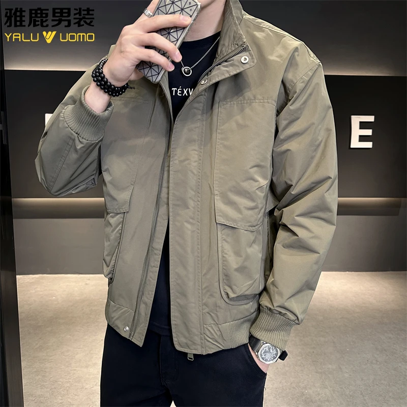 2025春秋装新款男夹克宽松帅气百搭翻领上衣服潮流