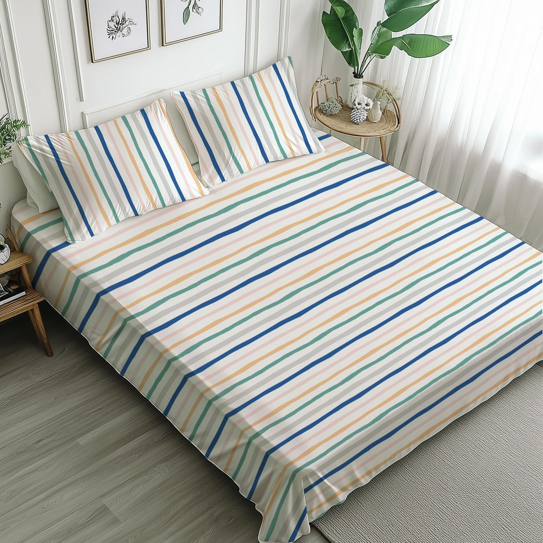 【恐龙】全棉床单三件套 克里斯 彩色条纹