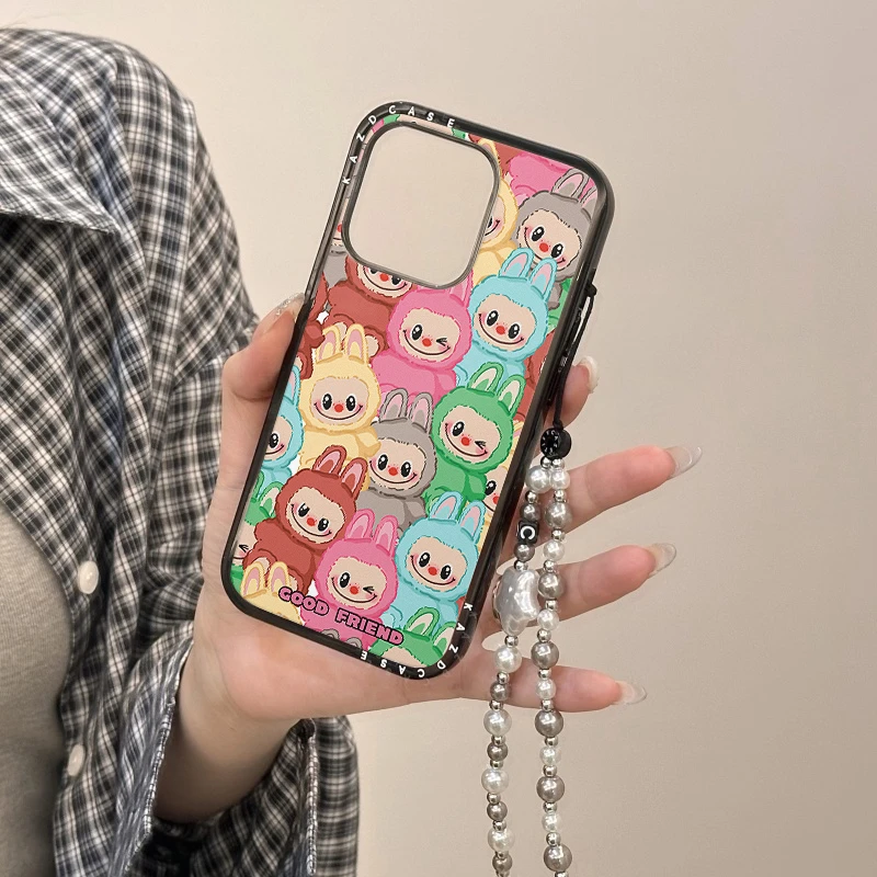 可爱卡通笑脸满屏彩色拉布布适用苹果16promax手机壳iphone13新款
