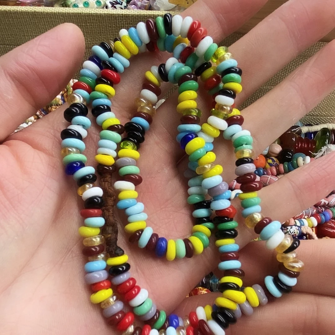 颈饰琉璃尼泊尔甜甜圈石色