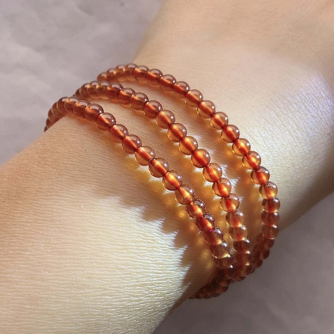 石榴石（芬达石）未镶嵌手链4.3橙红
