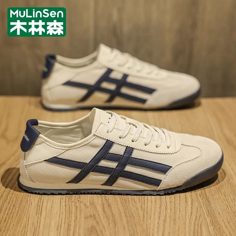 木林森男鞋2025新款秋季运动鞋男潮流阿甘鞋男士休闲小白帆布板鞋