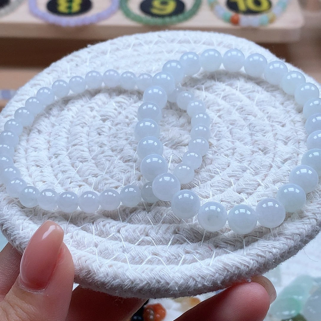 翡翠未镶嵌手串白月光