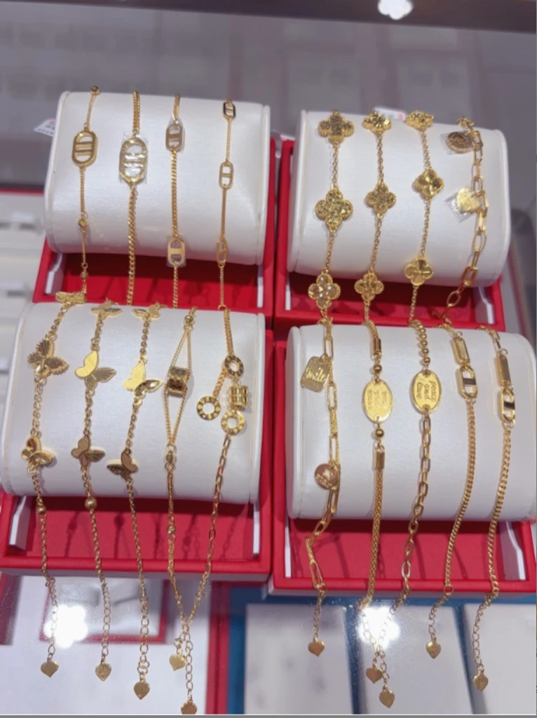 水贝黄金5G足金999时尚百搭金手链可调节气质简约