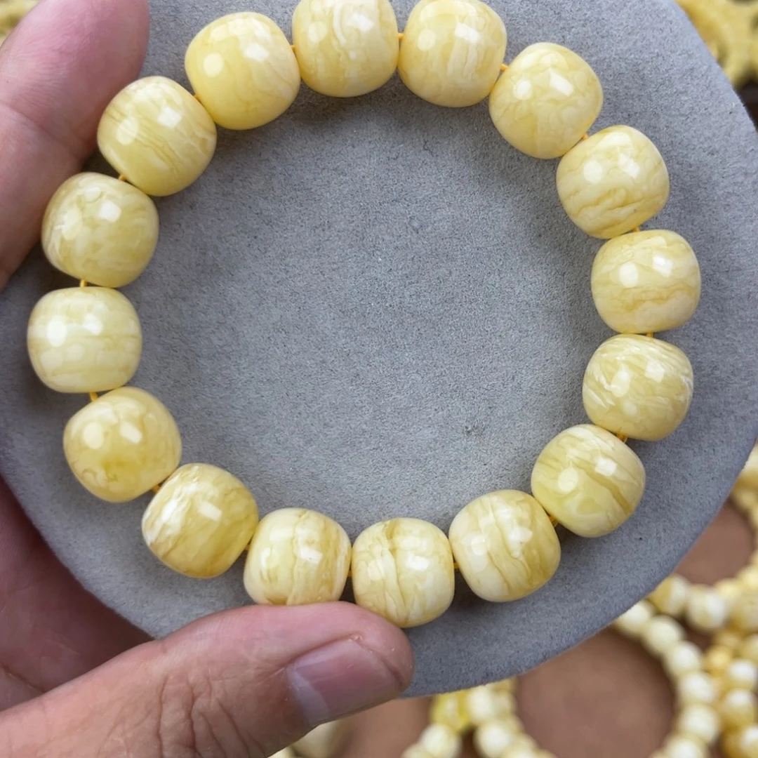 未镶嵌蜜蜡手串z****爱纯天然俄料奶咖瓷白花虎皮