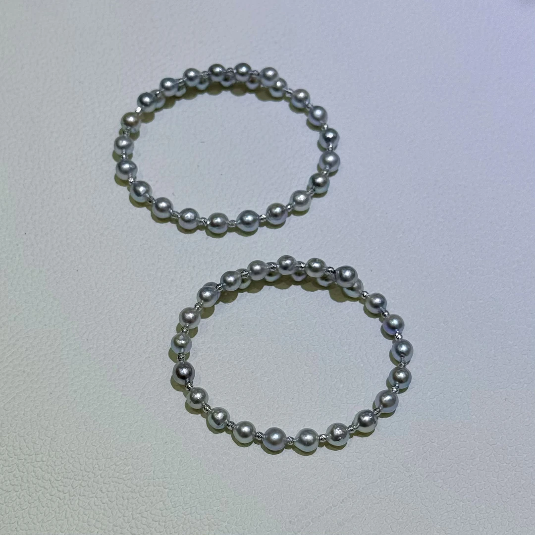 W10013丨5-6mm 海水珍珠真多麻手串 S925银 多样性发一