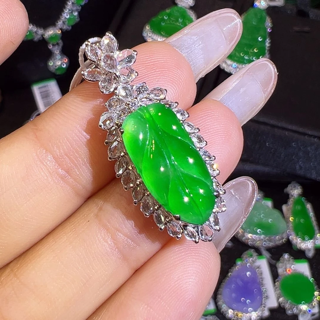 翡翠18K金镶嵌吊坠(不含链)翡翠