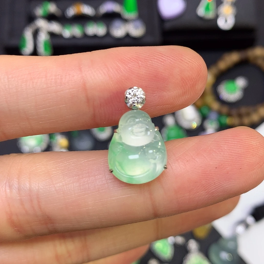 吊坠(不含链)18K金镶嵌翡翠