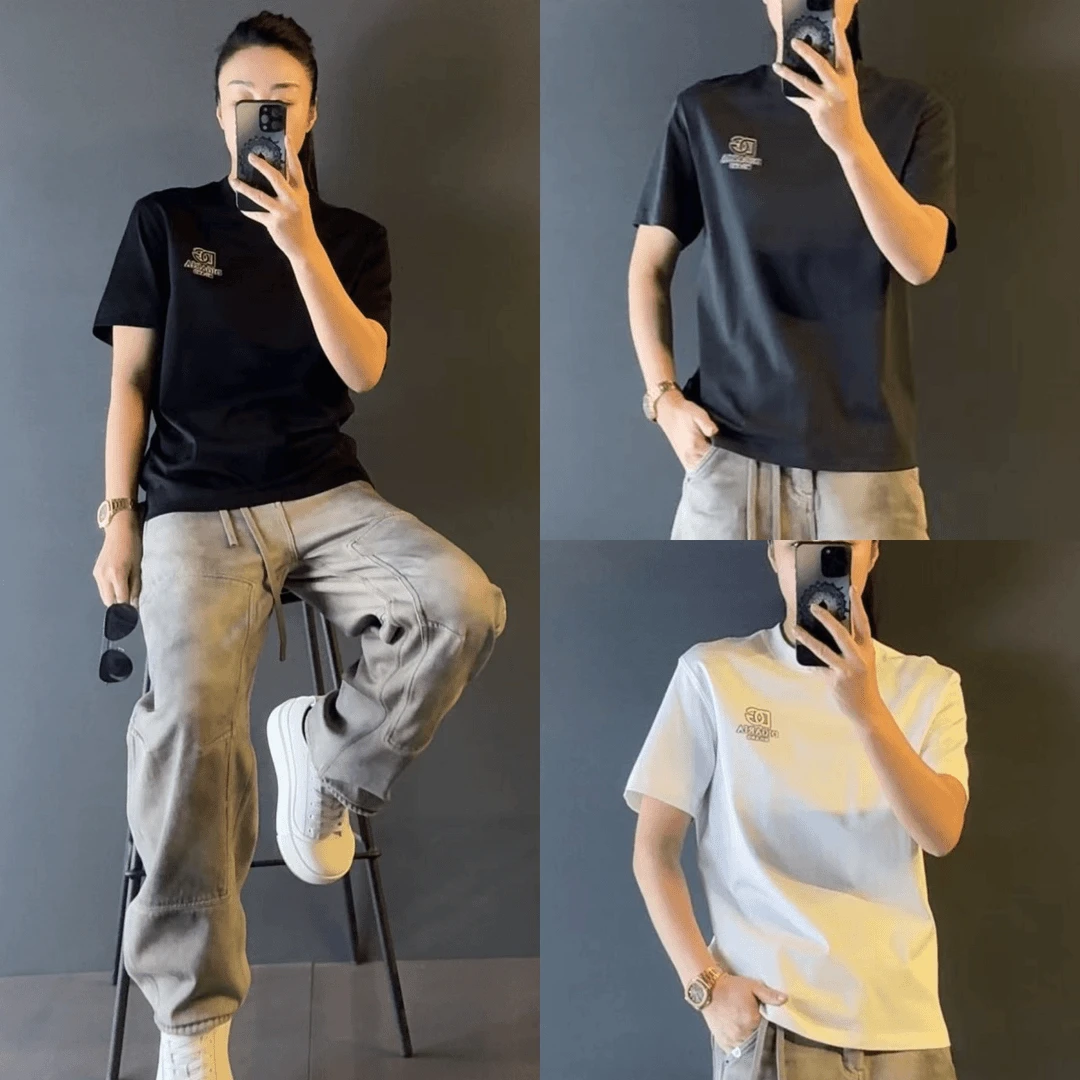 美式重磅百搭T恤男士夏季新款高街圆领短袖时尚潮流休闲半袖体恤