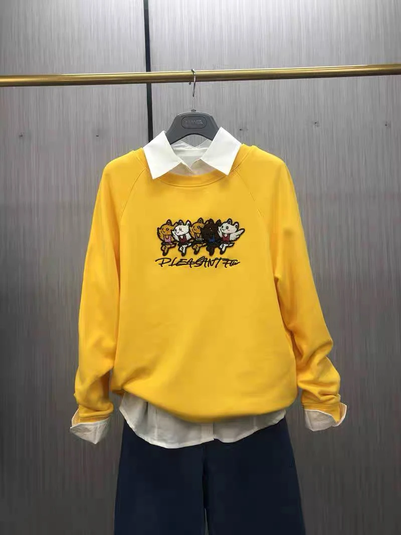 2025春季新款小清新动物刺绣印花T恤卫衣5300710