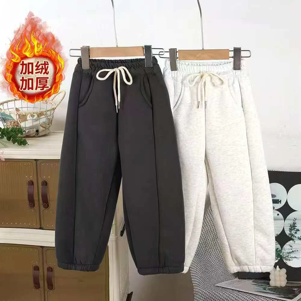 儿童加绒裤2025冬季新款加厚男童女童宝宝韩版休闲裤女孩运动裤