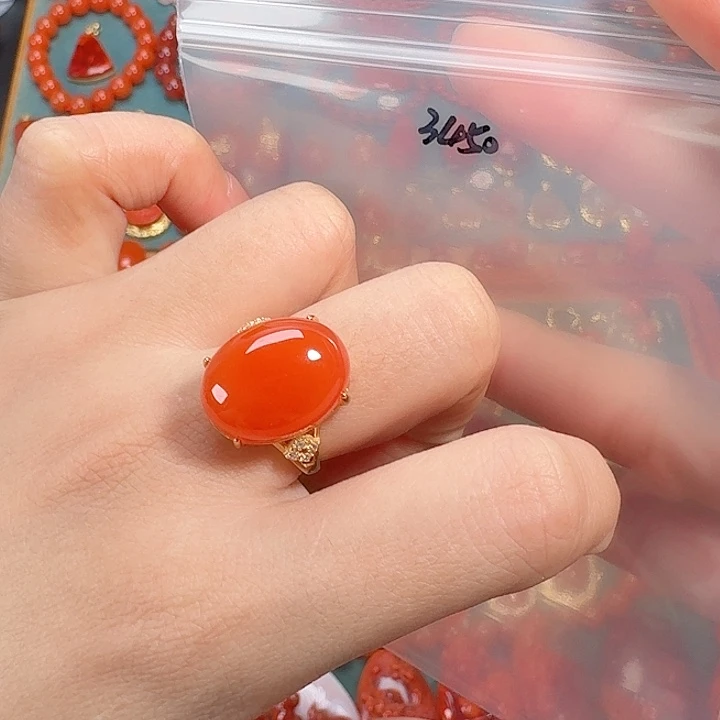 南红玛瑙银S925镶嵌耳饰