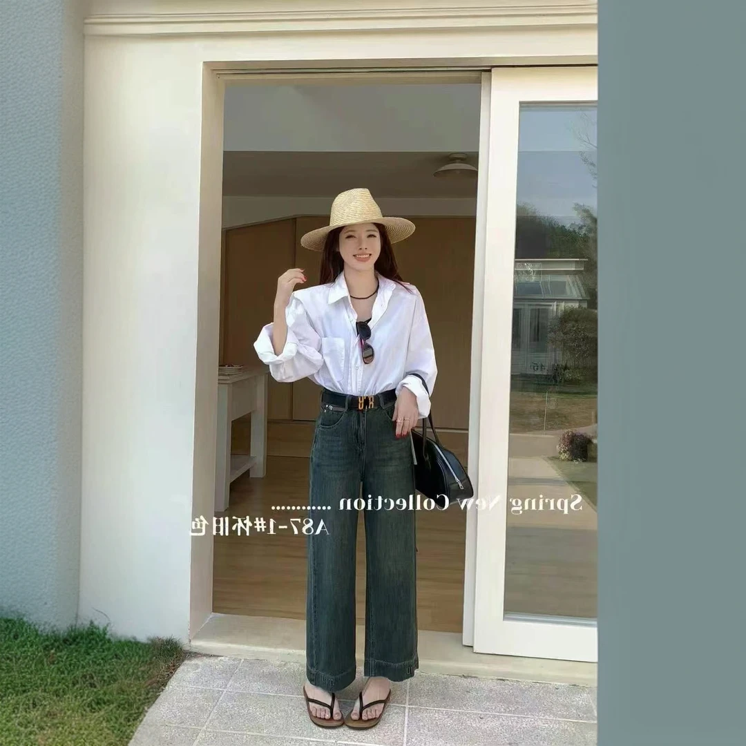 那简家 【现货】A87夏季软牛仔百搭韩版窄版阔腿裤九分牛仔裤