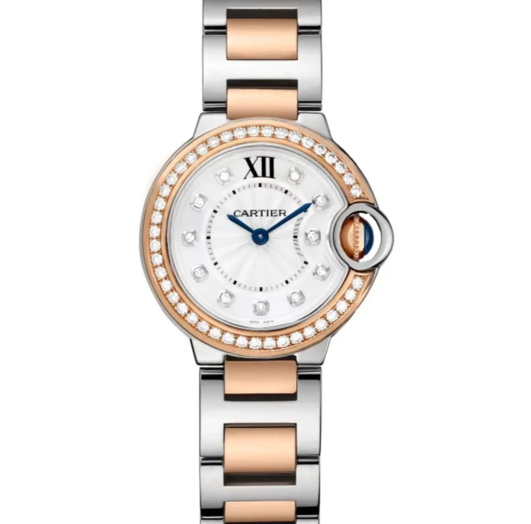 99新 Cartier/卡地亚 蓝气球/28mm刻度钻18k玫瑰金腕表/WE902076