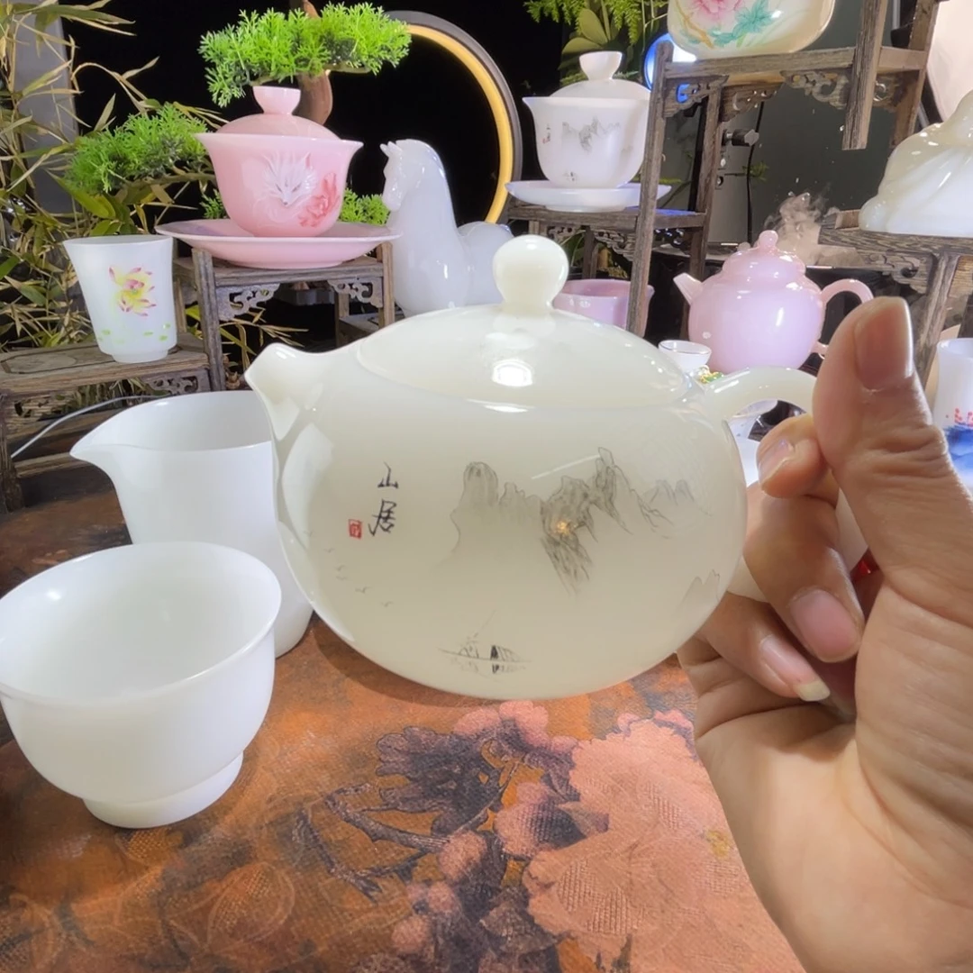 璞玉釉烧水墨山居西施壶200ml