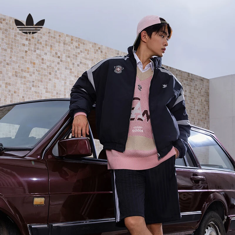adidas/阿迪达斯正品三叶草双面穿短款棉服2025冬装保暖夹克外套