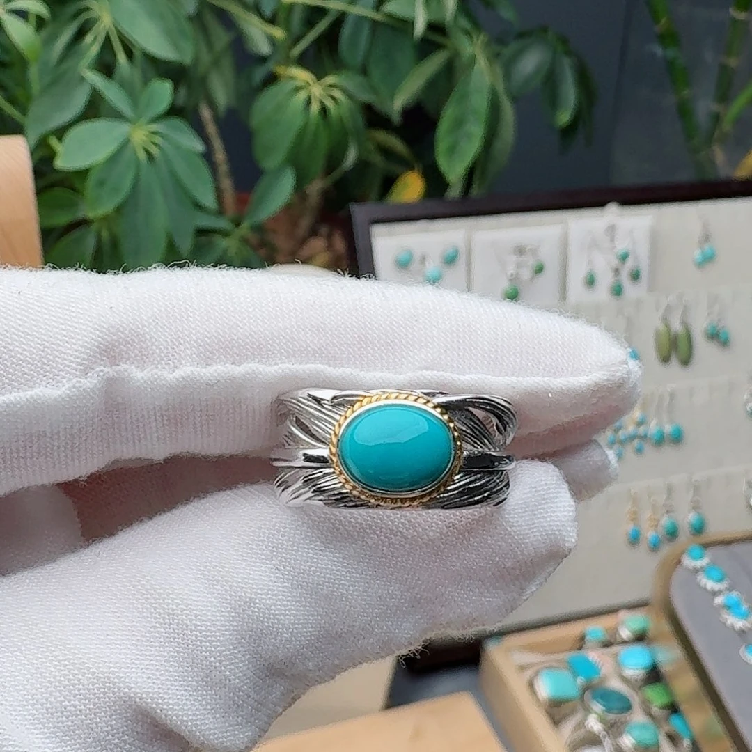 绿松石银S925镶嵌戒指戒指