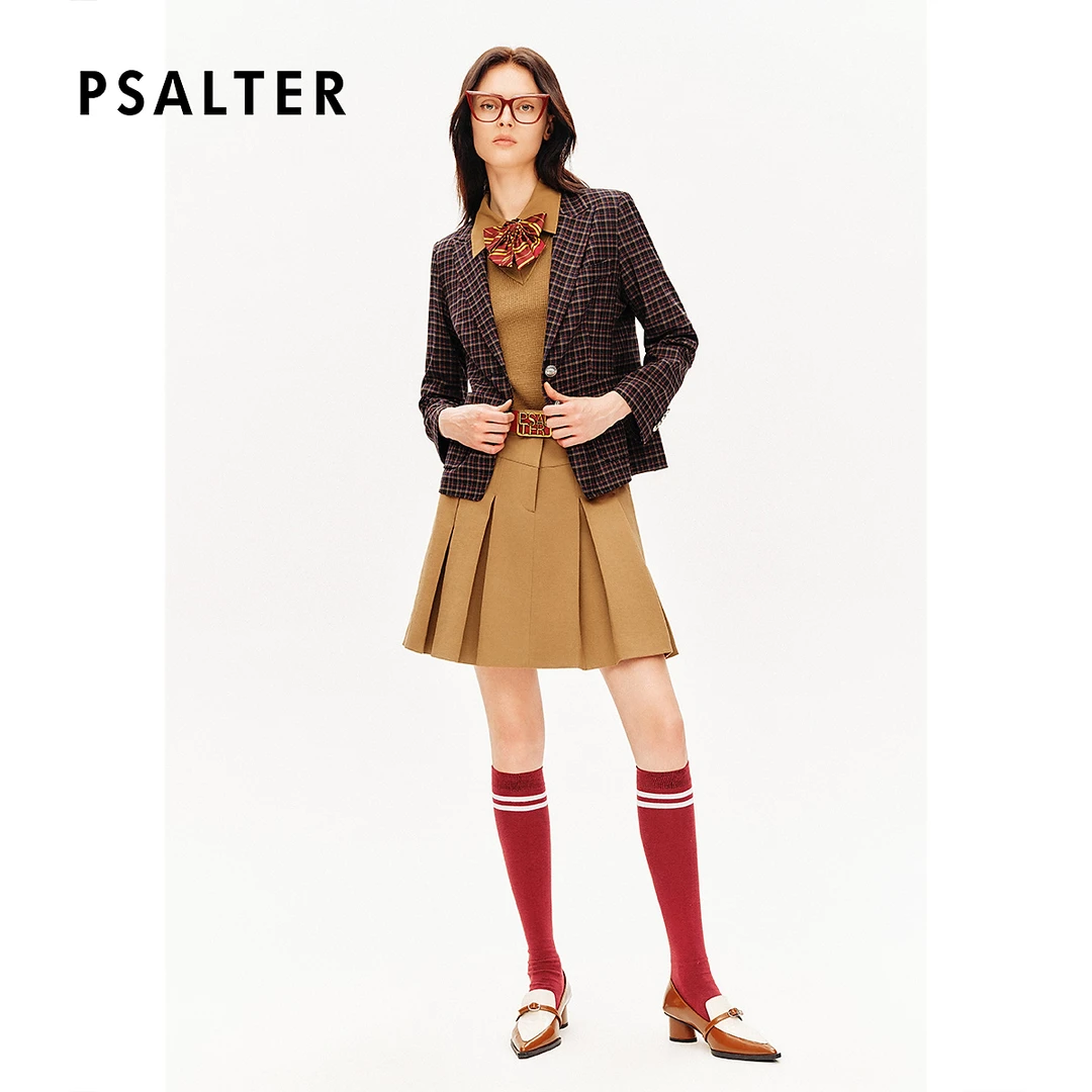 PSALTER诗篇休闲复古学院风格纹一手长秋冬短款西装外套秋款
