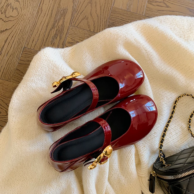 单鞋女2025春秋新款软皮玛丽珍鞋圆头浅口一字扣小皮鞋牛皮鞋